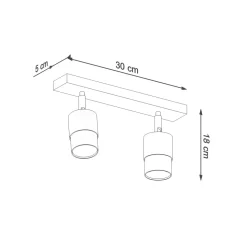 Deckenstrahler Schwarz Gold 30 cm länglich 2-flammig GU10