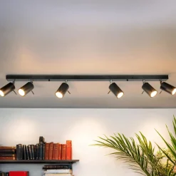 Deckenstrahler Schwarz Metall 6-flammig 118 cm schwenkbar