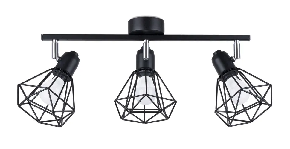 Deckenstrahler Schwarz Retro 3-flammig Metall E27