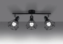 Deckenstrahler Schwarz Retro 3-flammig Metall E27