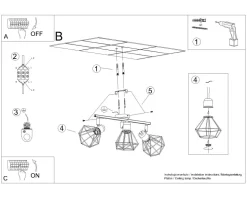 Deckenstrahler Schwarz Retro 3-flammig Metall E27