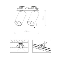 Deckenstrahler Unterputz 17 cm breit 2-flammig GU10 Weiß
