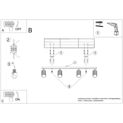 Deckenstrahler Weiß 4-flammig GU10 81 cm lang schwenkbar