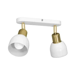 Deckenstrahler Weiß Gold 2 flammig Metall Retro