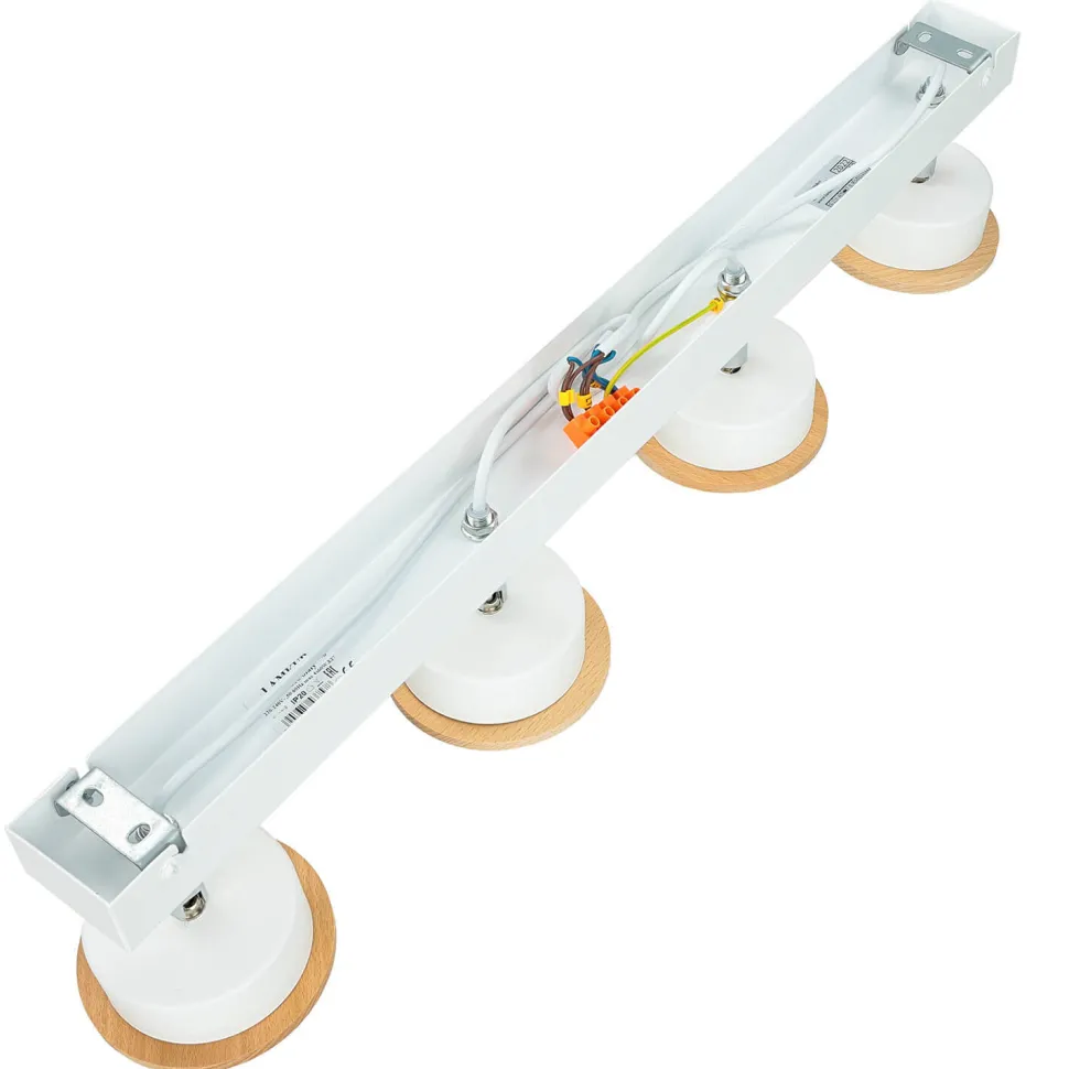 Deckenstrahler Weiß Holz 4-flmg Modern Lampe