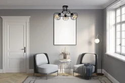 Dekorative Deckenlampe Metall E27 L:55 cm in Schwarz