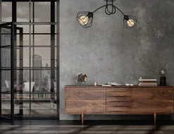 Dekorative Deckenleuchte Metall E27 L:70 cm in Schwarz