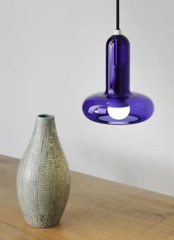 Dekorative Hängelampe Glas Blau E14 B:15 cm Modern