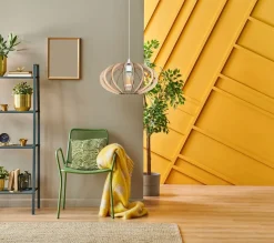 Dekorative Hängelampe Holz E27 Ø35 cm rund in Weiß