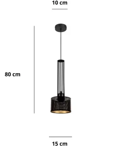 Dekorative Hängelampe Metall B:15 cm E27 Schwarz Gold