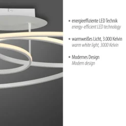 Dekorative LED Deckenleuchte Metall Weiß 3000 K Ringe
