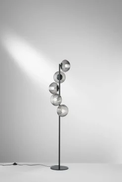 Dekorative Stehlampe Rauchglas 5-flammig E27 160 cm