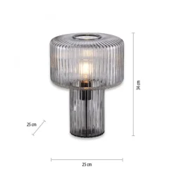 Dekorative Tischleuchte Rauchglas E27 35 cm Pilz Retro