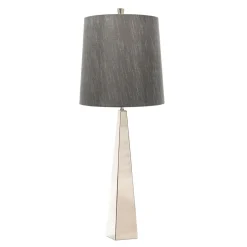 Design Bodenlampe Metall Stoff in Nickel Dunkelgrau