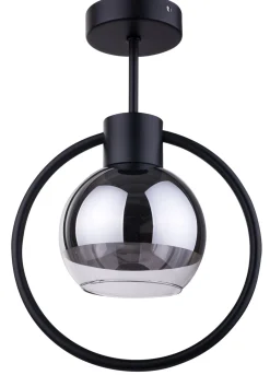 Design Deckenleuchte Metall Glas Schwarz Silber L:25 cm