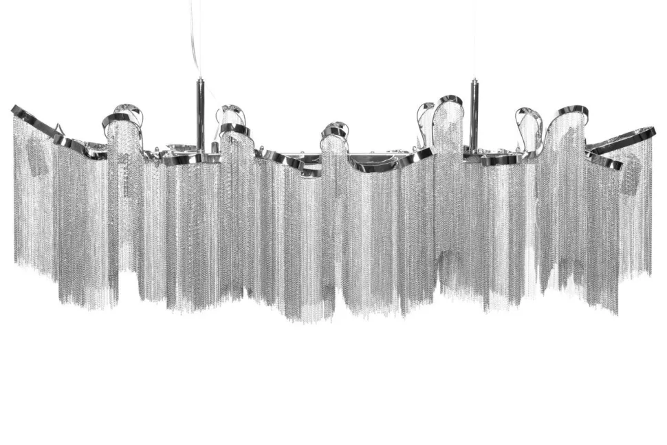 Design Pendelleuchte RIRRE Metall Ketten Silber Esstisch