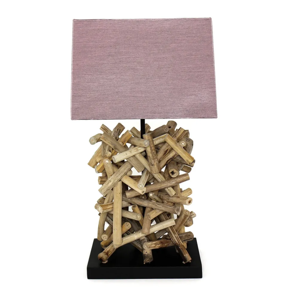 Design Tischleuchte Treibholz Stoff dekorativ Wohnzimmer