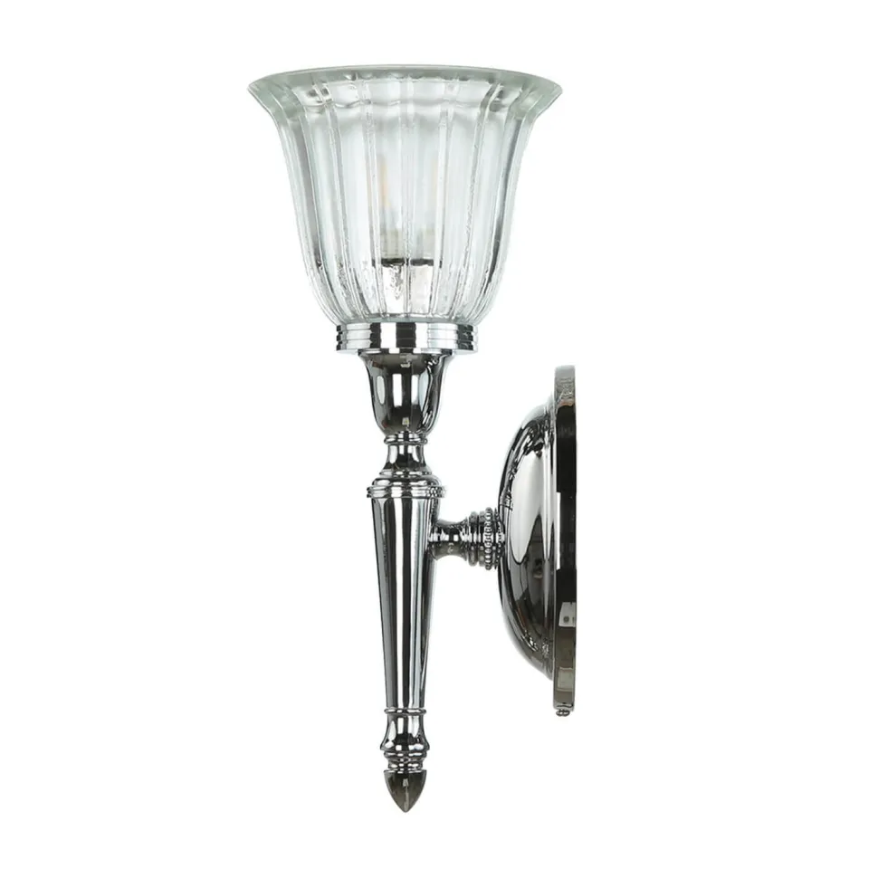 Designer Badleuchte LED aus Messing Glas IP44 in Chrom