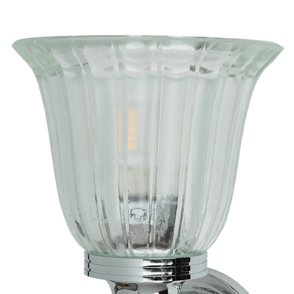 Designer Badleuchte LED aus Messing Glas IP44 in Chrom