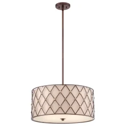 Designer Deckenleuchte in Kupfer Creme Vintage rund