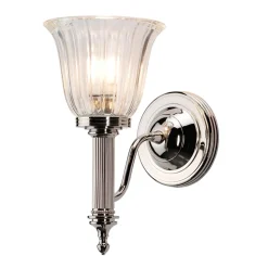 Designer Wandlampe Badezimmer aus Messing in Nickel