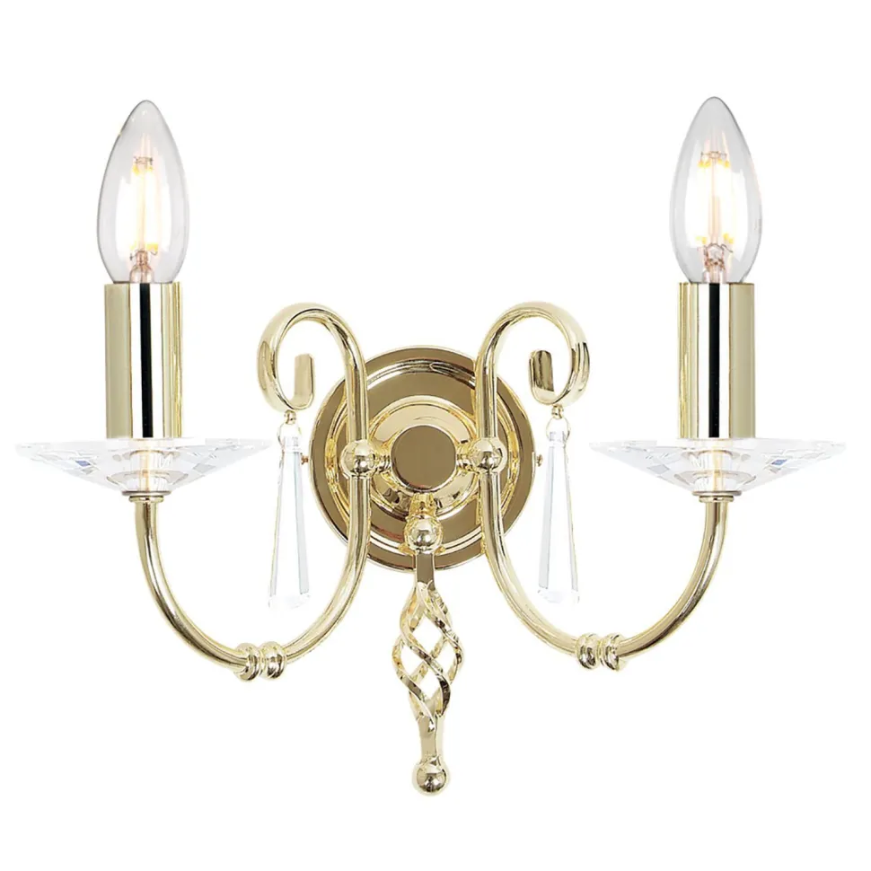 Designer Wandlampe CANDELA in Messing mit Kristall