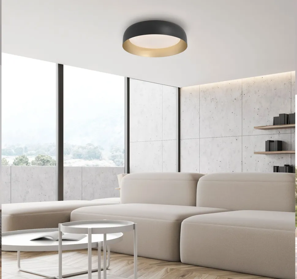 Dimmbare LED Deckenlampe Schwarz Gold Ø40 cm 2850 lm