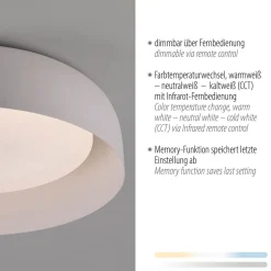 Dimmbare LED Deckenlampe Weiß Metall Ø40 cm 2700-5000 K