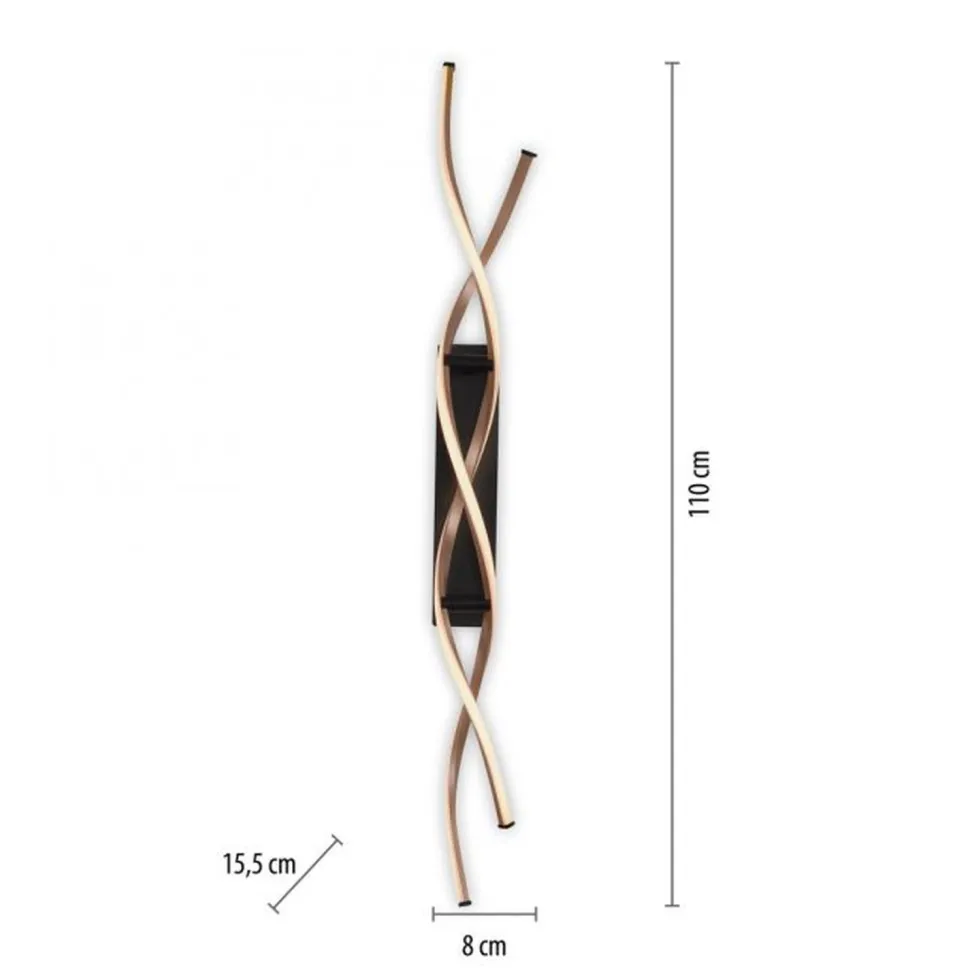 Dimmbare LED Deckenlampe Schwarz Messing 106 cm 3000 K