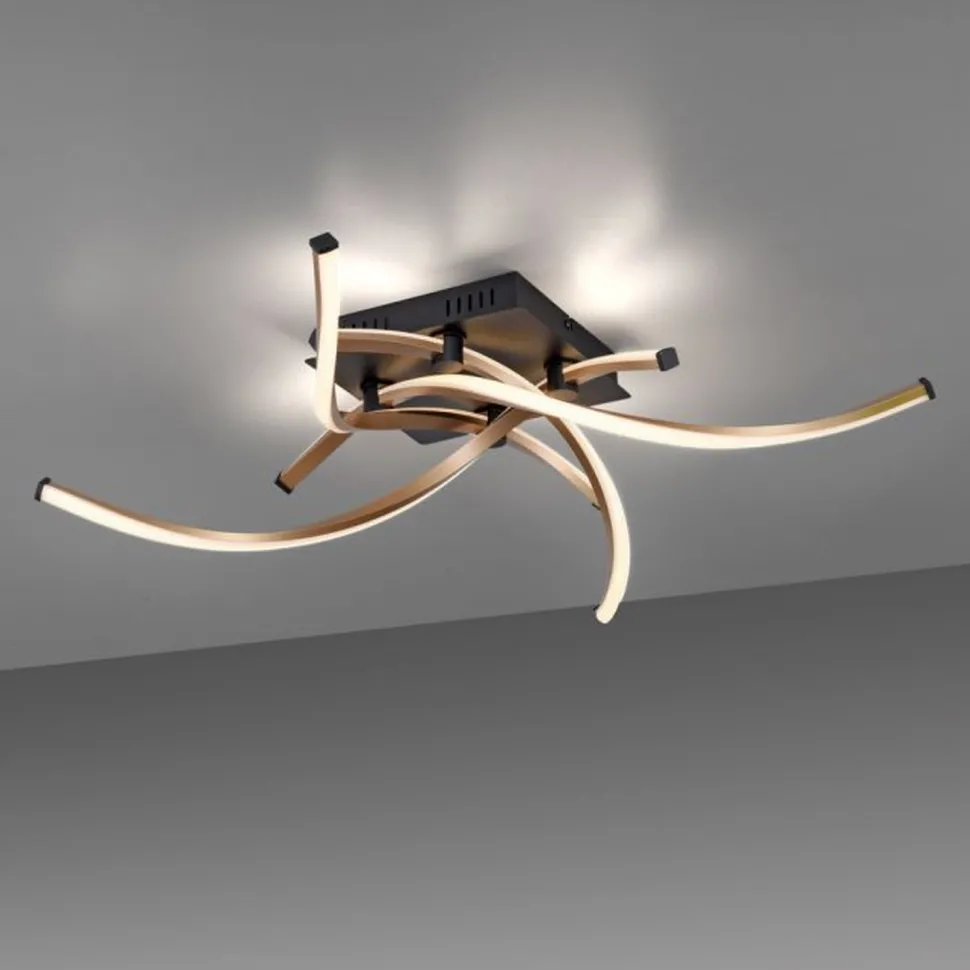 Dimmbare LED Deckenlampe Schwarz Gold L:78 cm 4220 lm