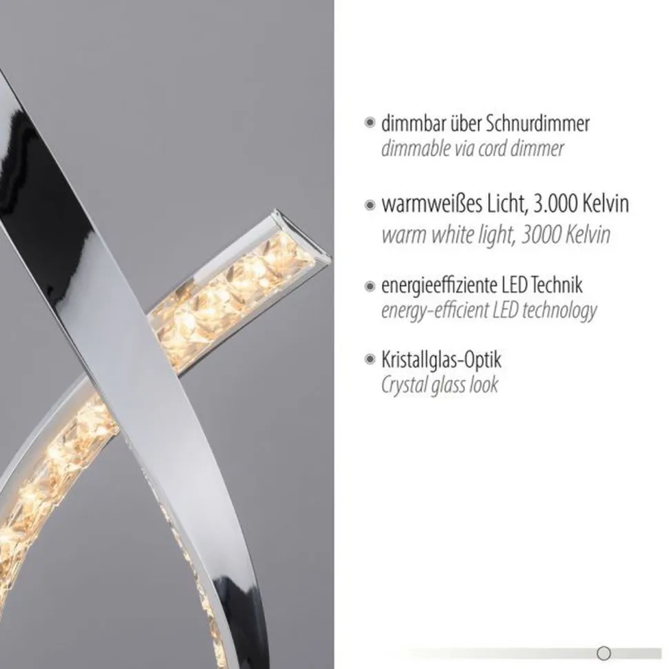 Dimmbare LED Tischlampe in Chrom 38,5 cm 1375 lm 11 W