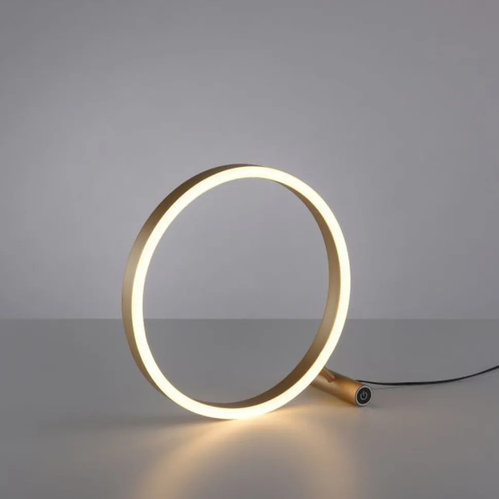 Dimmbare LED Tischlampe Touch 28 cm Ring in Messing