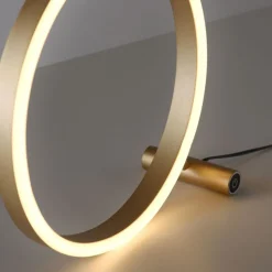 Dimmbare LED Tischlampe Touch 28 cm Ring in Messing