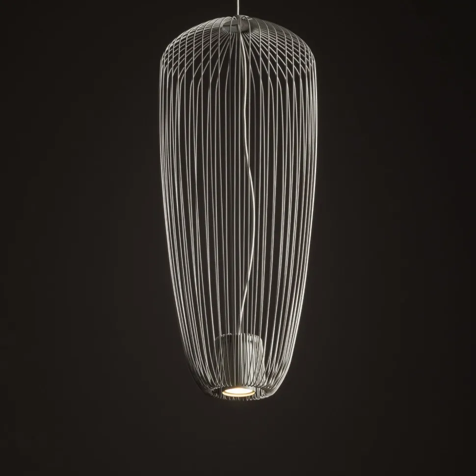 Draht Pendelleuchte Metall Seidengrau B:27 cm GU10