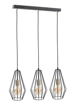 Draht Pendelleuchte Schwarz 3-flammig dekorativ