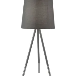 Dreibein Nachttischlampe E14 54 cm in Silber matt Grau