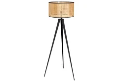 Dreibein Stehlampe Holz Kunststoff Wiener Geflecht E27