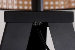 Dreibein Stehlampe Holz Kunststoff Wiener Geflecht E27