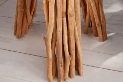 Dreibein Stehleuchte Holz Leinen Ablage 153 cm blendarm