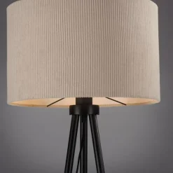 Dreibein Stehleuchte Stoff Beige blendarm E27 160 cm