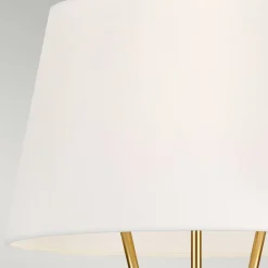 Dreibein Stehleuchte Weiß Messing 140 cm Stoff Metall