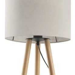 Dreibein Tischleuchte Holz Stoff 46 cm Skandinavisch