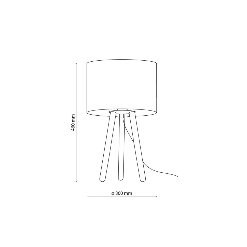 Dreibein Tischleuchte Holz Stoff 46 cm Skandinavisch