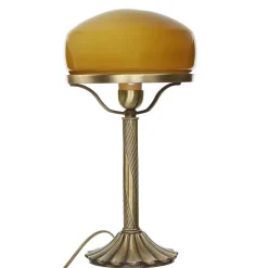 Echte Messing Tischleuchte Orange Glas Schirm