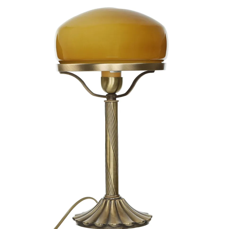 Echte Messing Tischleuchte Orange Glas Schirm