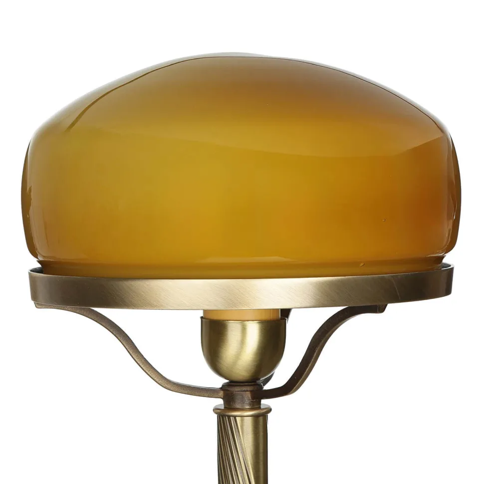 Echte Messing Tischleuchte Orange Glas Schirm