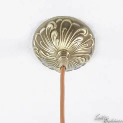 Echt-Messing Hängelampe mit Ornament & Glasschirm