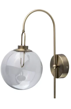 Edle LED Wandleuchte Glas Kugel Schirm in Messing