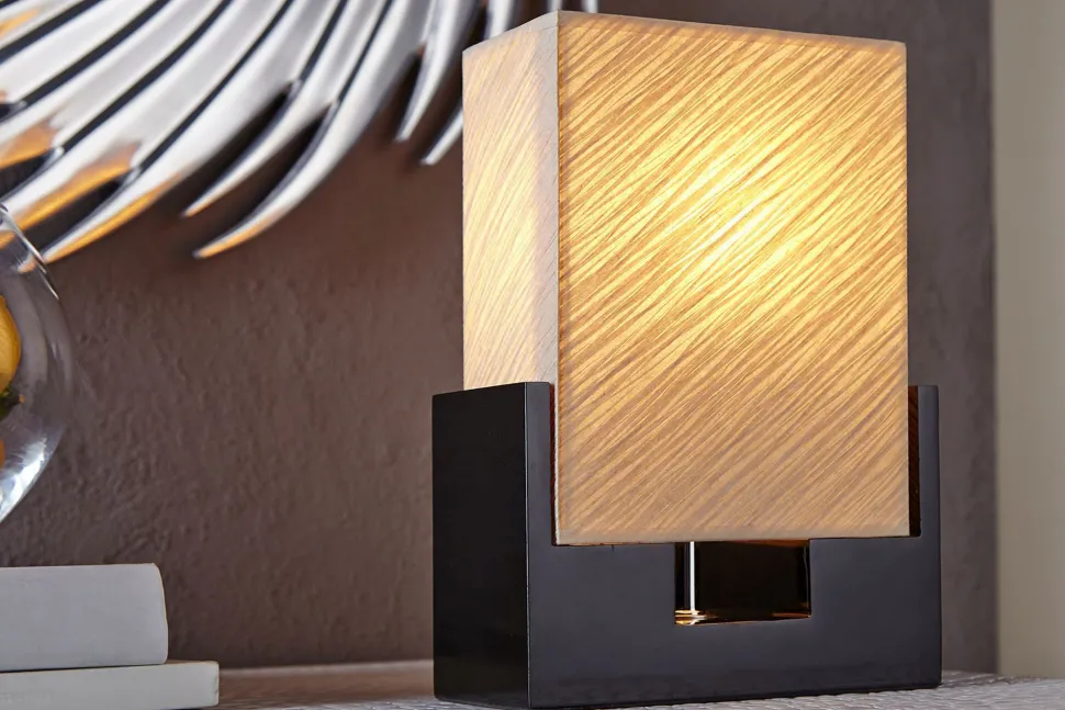 Edle Tischlampe Papier Bauhaus eckig 25cm