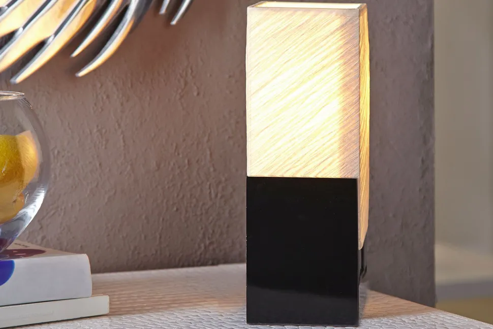 Edle Tischlampe Papier Bauhaus eckig 25cm